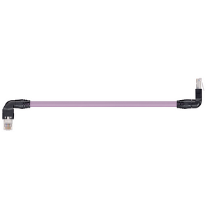 Harnessed CAT5e Cables, PVC, connector A: Hirose RJ45 L-angle curve above, connector B: Hirose RJ45 T-angle curve outer