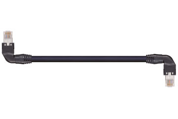 Harnessed CAT5e Cables L/T angle, both sides, PUR torsion, Connector A: Hirose RJ45, Connector B: Hirose RJ45