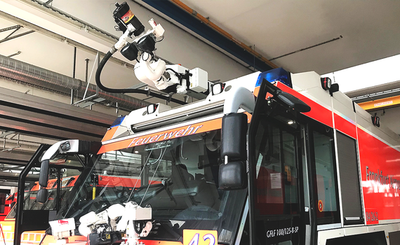 3D printed gears in a servomotor in the roof-mounted water cannon of a fire engine