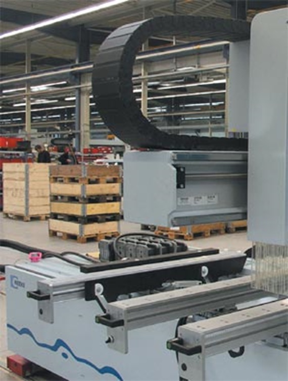 cable carrier on woodworking machinery