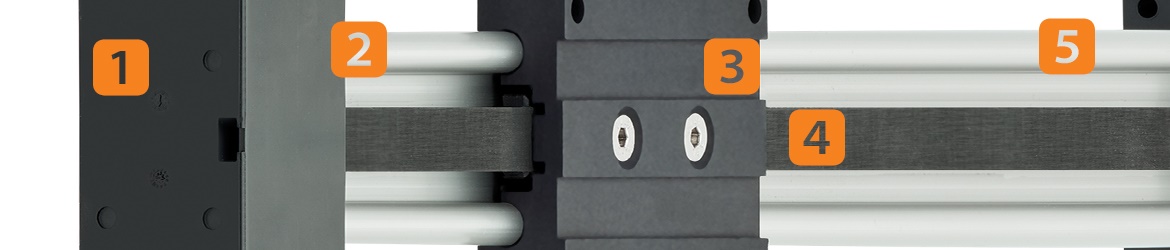 Toothed belt axis from igus in cross section